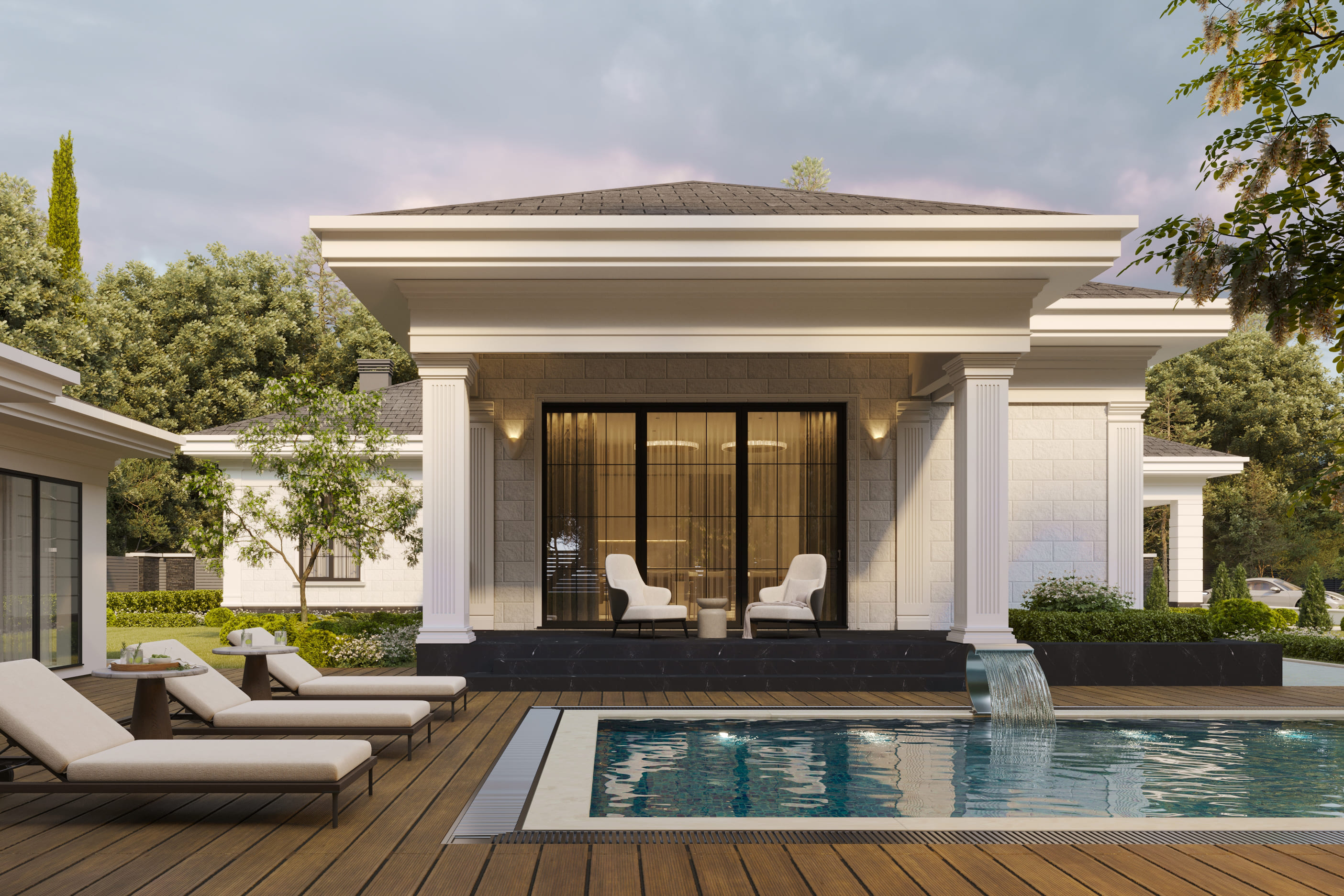 Респектабельный дом в классическом стиле с колоннадой